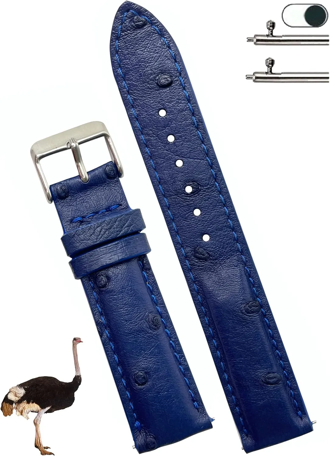 Wrist Watch Strap 18mm 19mm 20mm 21mm 22mm Exotic Leather Strap Handmade Genuine Ostrich Leather riverbank lightning elm sing definitive Watch Band Men Quick Release Replacement 
