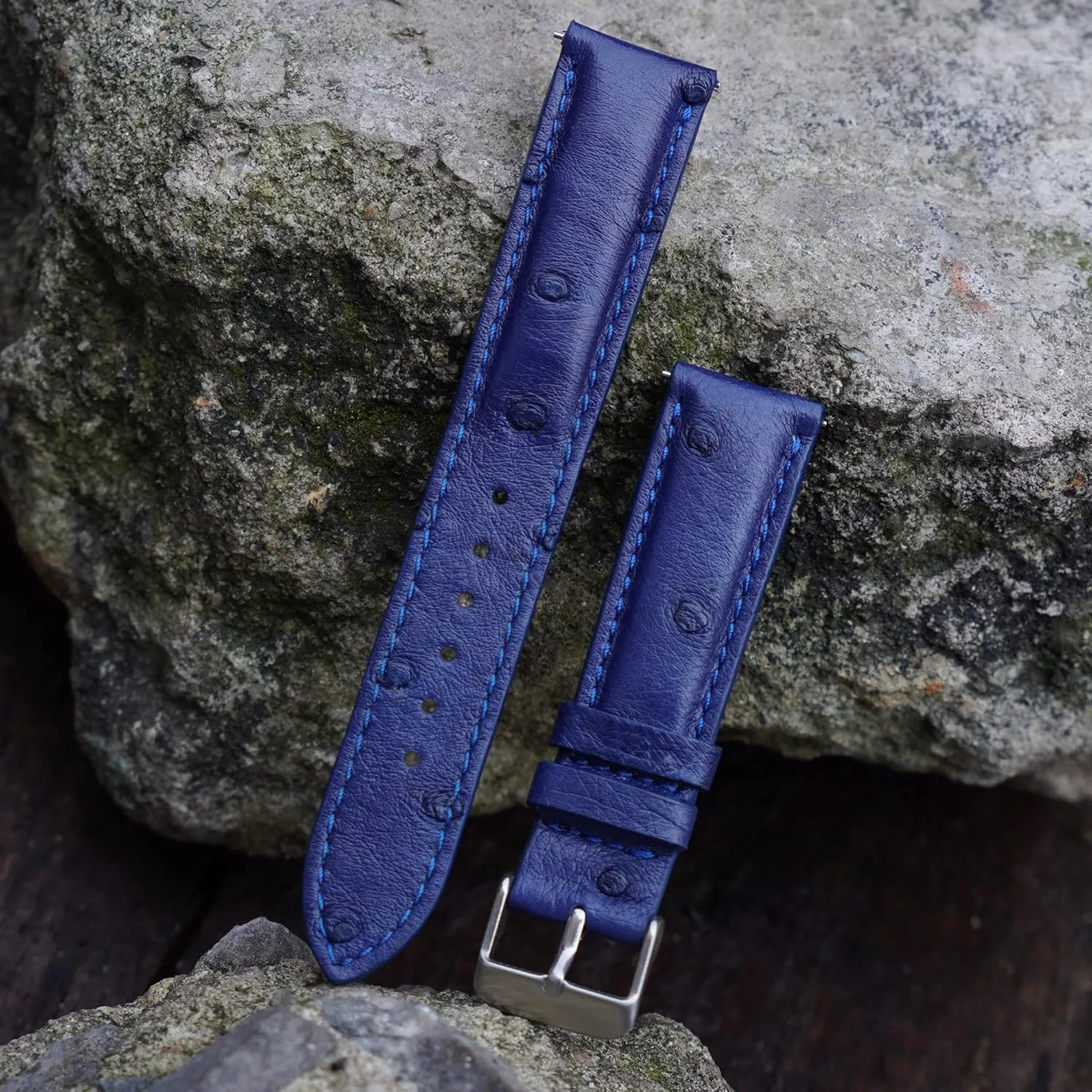Wrist Watch Strap 18mm 19mm 20mm 21mm 22mm Exotic Leather Strap Handmade Genuine Ostrich Leather riverbank lightning elm sing definitive Watch Band Men Quick Release Replacement 