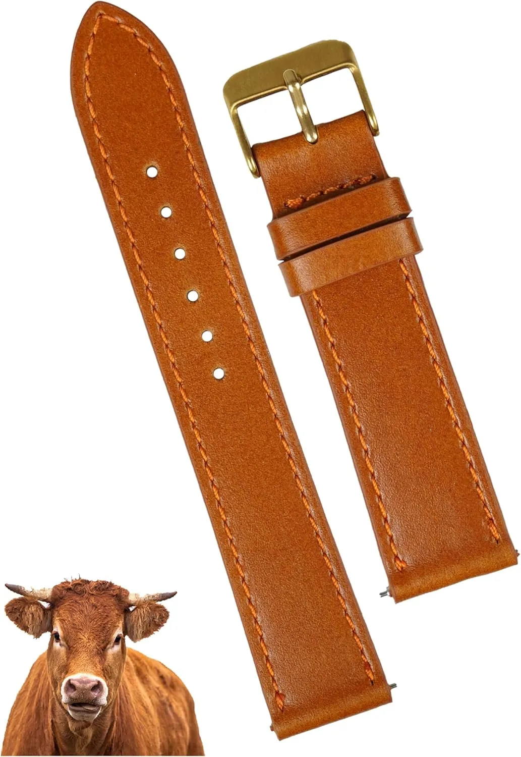 Wristband Stainless Steel Buckle, Christmas Father's Day Gift for Dad Husband DH-NO-202G-21MM 21mm Flat Classic Brown Leather Watch Band Men Quick Release sight deductive solar elite bed Handmade Leather Strap, Slim Replacement 