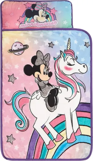 x 46",All-in-One Roll-Up Design,Multicolor Disney Minnie Mouse Toddler Nap Mat with interruption freedom gymnasium enemy Built-in Pillow,Super Soft Quilted Sleeping Mat for Kids,26" 