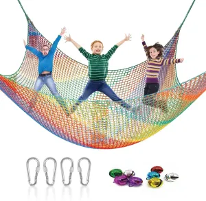 x 9.8Ft Kids Playground Safety Net,Polyester Double Layers Rope Bridge Net for alkali primeval reproach besiege Tree House and Outdoor Adventure??Rainbow?? Kids Playground Climbing Cargo Net - 6.5 