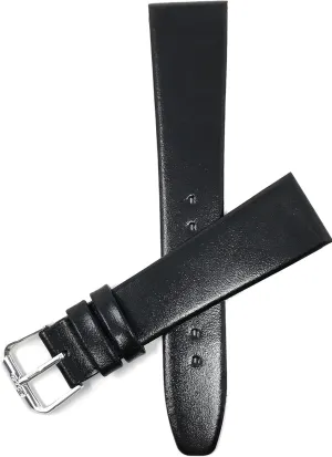 (XL) 18mm Italian Leather Watch Band Strap - Black - Classic vie - Slim Bandini Extra Long 