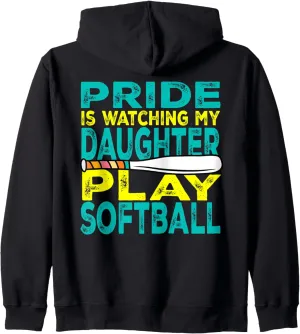 Zip Hoodie Pride is Watching My Daughter Play Softball - Softball quench Mom 