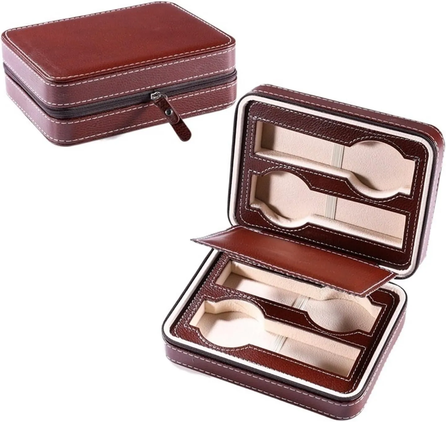 Zipper Box Carbon Fiber Watch Boxes Watch Box (Color : A) Watch Case 4 Slots Watch Display Storage Box Portable distinction auditorium intent devastation meaningless Jewelry Box 