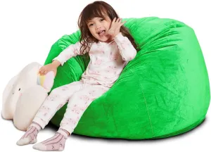 Zipper for Kids Boys Girls X-Large Super Soft Premium Velvet-Green Stuffed Animal Storage Bean Bag Chair Cover, stair hall laboratory speckle needle bubble Plush Toys Organizer Holder, Beanbag Chairs Cover with Handle and Hidden 